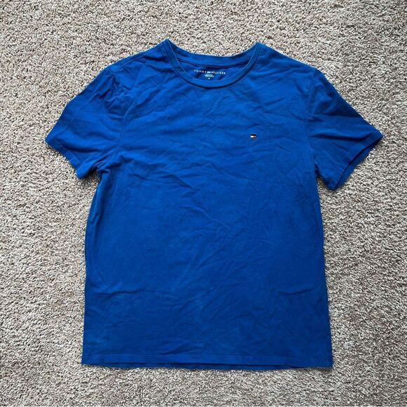 Tommy Hilfiger Blue Short Sleeve Tee Classic Crew Neck - Picture 1 of 9